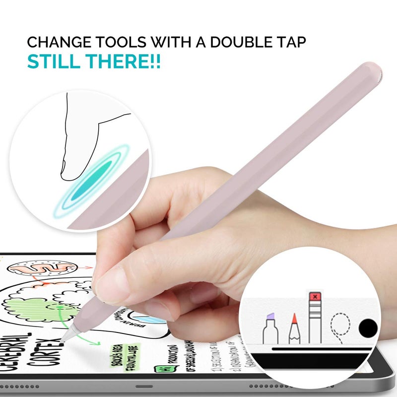 AhaStyle Silicone Case for Apple Pencil 2nd Generation & Apple Pencil Pro (2024) Sleeve Skin Ultra Thin Apple Pencil Protective Cover Compatible with Magnetic Charging and Double Tap (Black, Pink) - Image 4